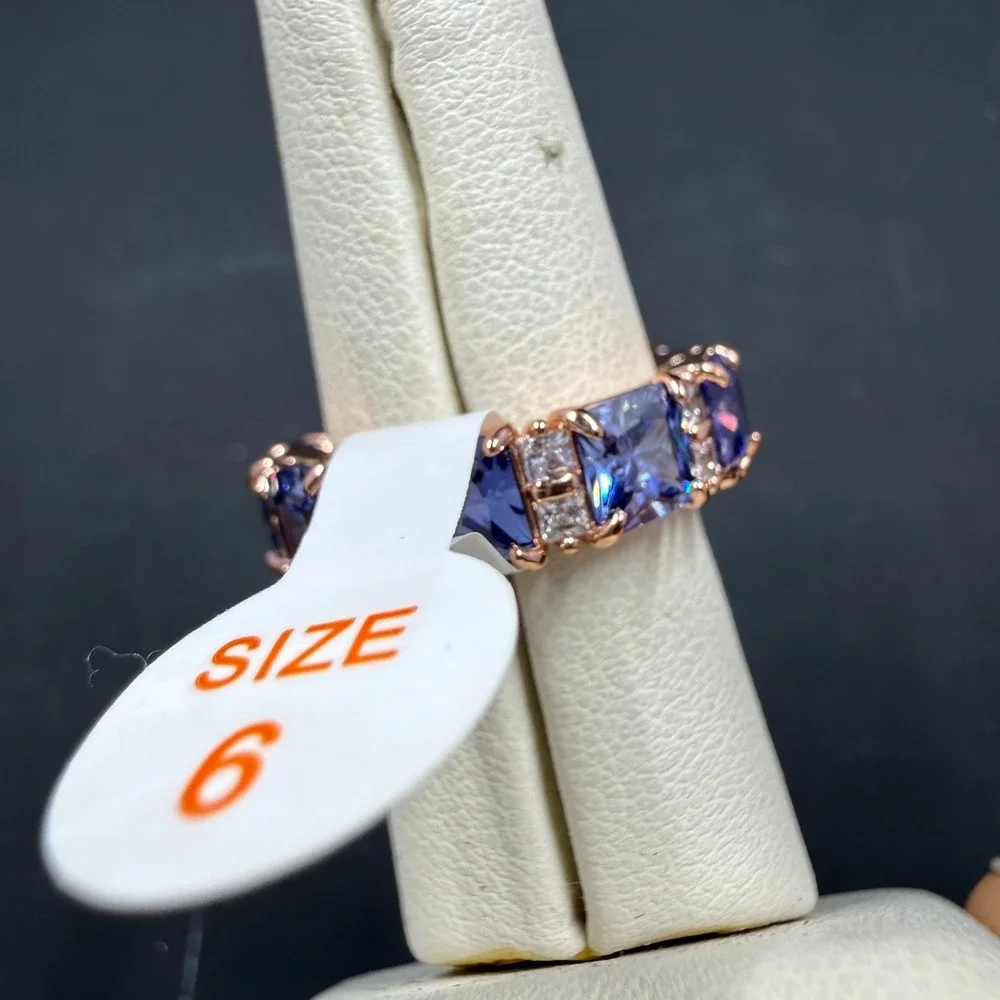 Bomb Party Uptown Glamour Sz 6 Ring Sapphire CZ RBP6632 Rose Gold Plated